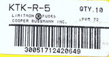 Bussmann Buss KTK-R-5 Limitron Fast-Acting Fuse 5A 600V Class CC - Box of (9)