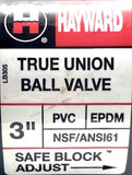 Hayward LB305 True Union Ball Valve 3" PVC EPDM NSF/ANSI61