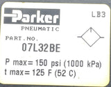 Parker 07L32BE Prep-Air II Mist Lubricator 1/2" NPT 150PSI Max 125°F Max