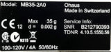 Ohaus MB35-2A0 Halogen Moisture Analyzer 35g Max Capacity .002g Readability