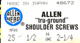 Allen Head 48673 Shoulder Screws 1/2" x 2-1/2" Tru-Ground (20 Count)