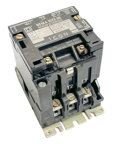 Square D 8502SAO12 Ser. A Magnetic Contactor NEMA Size 00 1-1/2HP 3-Pole