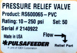 Pulsafeeder RS600065-PVC Pressure Relief Valve 10-250PSI Set 50