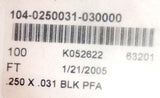 Parker 104-0250031-NT-100 PFA Fluoropolymer Tubing 1/4" OD 230PSI Black