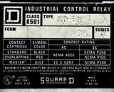 Square D X0-60 Control Relay Form DM Series A Class 8501 12 Poles 110/120V