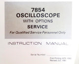 Tektronix 7854 Oscilloscope With Options Service Instruction Manual