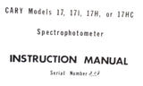 Varian Model 17 Spectrophotometer Technical Instruction Manual