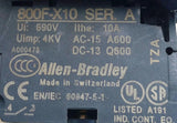 Allen-Bradley 800F-X10 Series A Contact Block W/ Black Push Button 10A 600V