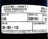 Reliance Electric E284 Gear Motor Revision D Part 284-001-113 Electro-Craft Line