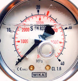 Wika EN 837 Liquid Filled Pressure Gauge 0-40MPa Type 2 Back Mount 2-1/4" Face