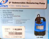 Tsurumi Pump LB-480-62 Submersible Dewatering Pump 2" Bore 115V 60HZ 2/3HP 1PH