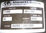 Advanced DC Motors 111890 / AB1-4001 DC Electric Motor 24VDC AU2500 1.5kW Cont.