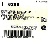 Cooper 6266 Safety Grip Straight Plug 15A 125V 3W Nema 5-15P (Box of 10)