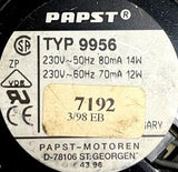 PAPST TYP 9956 Axial Cooling Fan 230V 50/60HZ 70/80mA 12/14W