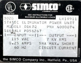 SIMCO D167Q 4000074 Static eliminator Power Unit 115VAC 0.25A, 60Hz Out: 7kV