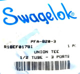 Swagelok PFA-820-3 Union Tee R18EF01781 1/2" Tube 3 Ports