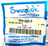 Swagelok PFA-620-P Plug R18FJ01911 3/8" Tube Port (Lot of 3)