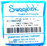 Swagelok PFA-620-1-4 Male Connector R17AD050BF 3/8"x1-4" Tube-Male Pipe