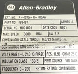 Allen Bradley F-4075-R-H00AA Servo Motor Series A 3000RPM 2.2kW 12A Cont. 240V