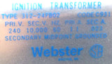 Webster 312-24FB02 Ignition Transformer C931 60Hz Secondary Midpoint Grounded