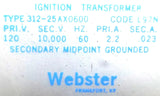 Webster 313-24AB202 Ignition Transformer A83C 60Hz Secondary Midpoint Grounded