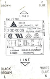 Delta 20DRCG9 EMI Filter 115-250V 50-60Hz 20A 40°C