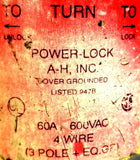 Arrow-Hart 947B Power Lock Plug 60A 600VAC 4 Wire 3P