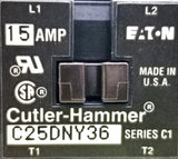 Cutler-Hammer Eaton C25DNY36 Contactor 120V HN52AB254A 15FLA 15-20A Ser C1