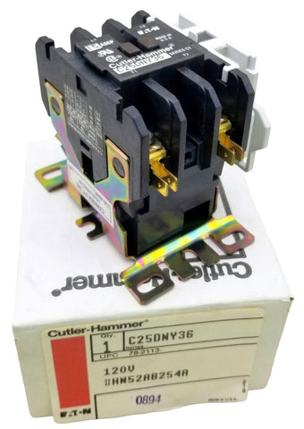 Cutler-Hammer Eaton C25DNY36 Contactor 120V HN52AB254A 15FLA 15-20A Ser C1