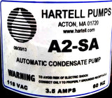 Hartell A2SA-115 Automatic Condensate Pump A2-SA 115VAC 3.5A 60Hz