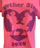 Disney Women's Mickey Mouse & Minnie Mouse Together Since 1928 Shirt Pink Size L