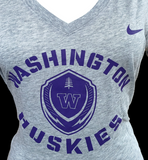 Nike Women's Washington Huskies NCAA Gray Slim Fit Shirt Size Large