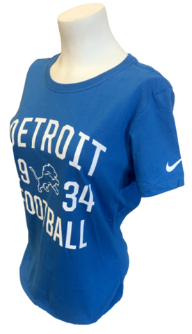 Nike Women's Detroit Lions Football 1934 Blue Slim Fit Short Sleeve Shirt Large