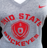 Nike Women's NCAA Ohio State Buckeyes OSU Gray Slim Fit Shirt