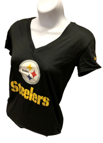 Nike Dri Fit Women's Pittsburgh Steelers Black Short Sleeve Shirt NFL T-Shirt