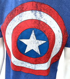 Disney Men's Marvel Captain America Shield Blue Short Sleeve Shirt Size Medium