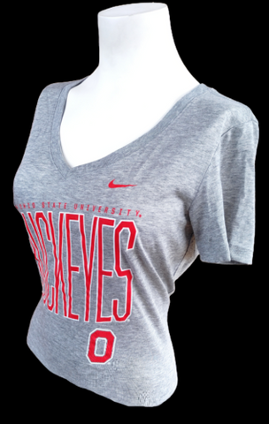 Nike Women's NCAA Ohio State Buckeyes Gray Slim Fit Shirt