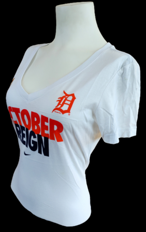 Nike Women's Detroit Tigers October Reign White Slim Fit Shirt Size Medium