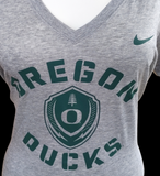 Nike Women's NCAA University Of Oregon Ducks Gray Slim Fit Shirt Size Large