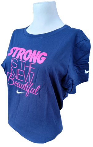 Nike Women's Strong Is The New Beautiful Navy Slim Fit Shirt Size X-Large