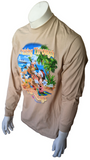 Disney Men's Mickey Mouse Cruising Through The Holidays Tan Long Sleeve Shirt M