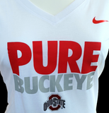 Nike Women's NCAA Ohio State Buckeyes Pure Buckeye White Slim Fit Shirt Size L