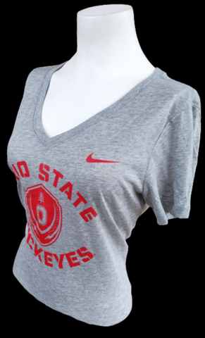 Nike Women's NCAA Ohio State Buckeyes OSU Gray Slim Fit Shirt