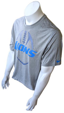 Nike Dri-Fit Men's Detroit Lions NFL Football Gray Short Sleeve Shirt Size Large