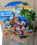 Disney Men's Mickey Mouse Cruising Through The Holidays Tan Long Sleeve Shirt M