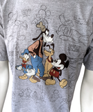 Disney Men's Mickey Mouse, Goofy, Donald Duck, Pluto Gray Short Sleeve Shirt M