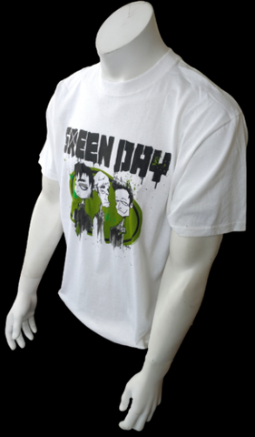 Anvil Men's Green Day Graphic White Short Sleeve Shirt Size Large