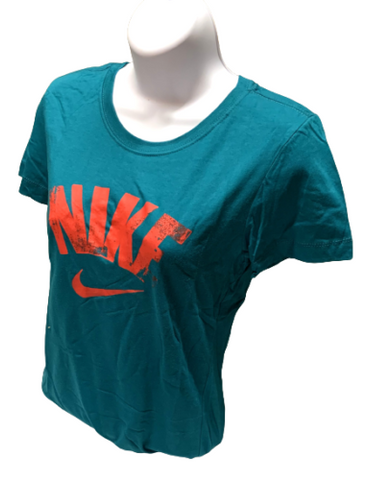 Nike Women's Dri-Fit "Nike" Teal Shirt Short Sleeve T-Shirt