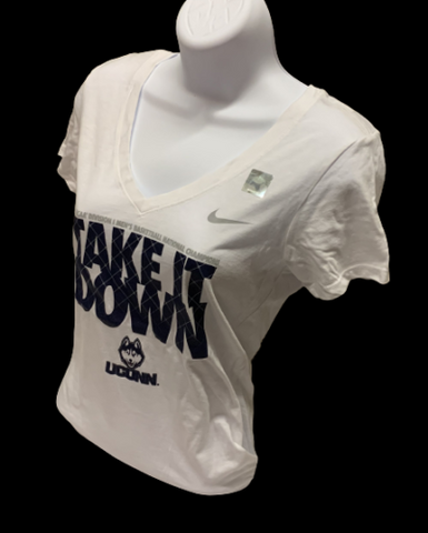 Nike Women's UConn Huskies White Short Sleeve Shirt 2014 NCAA Champions T-Shirt