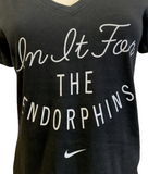 Nike Women's Dri-Fit In It For The Endorphins Graphic Black Shirt Size Small